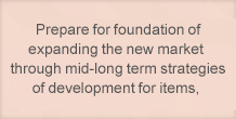 Prepare for foundation of expanding the new market through mid-long term strategies of development for items